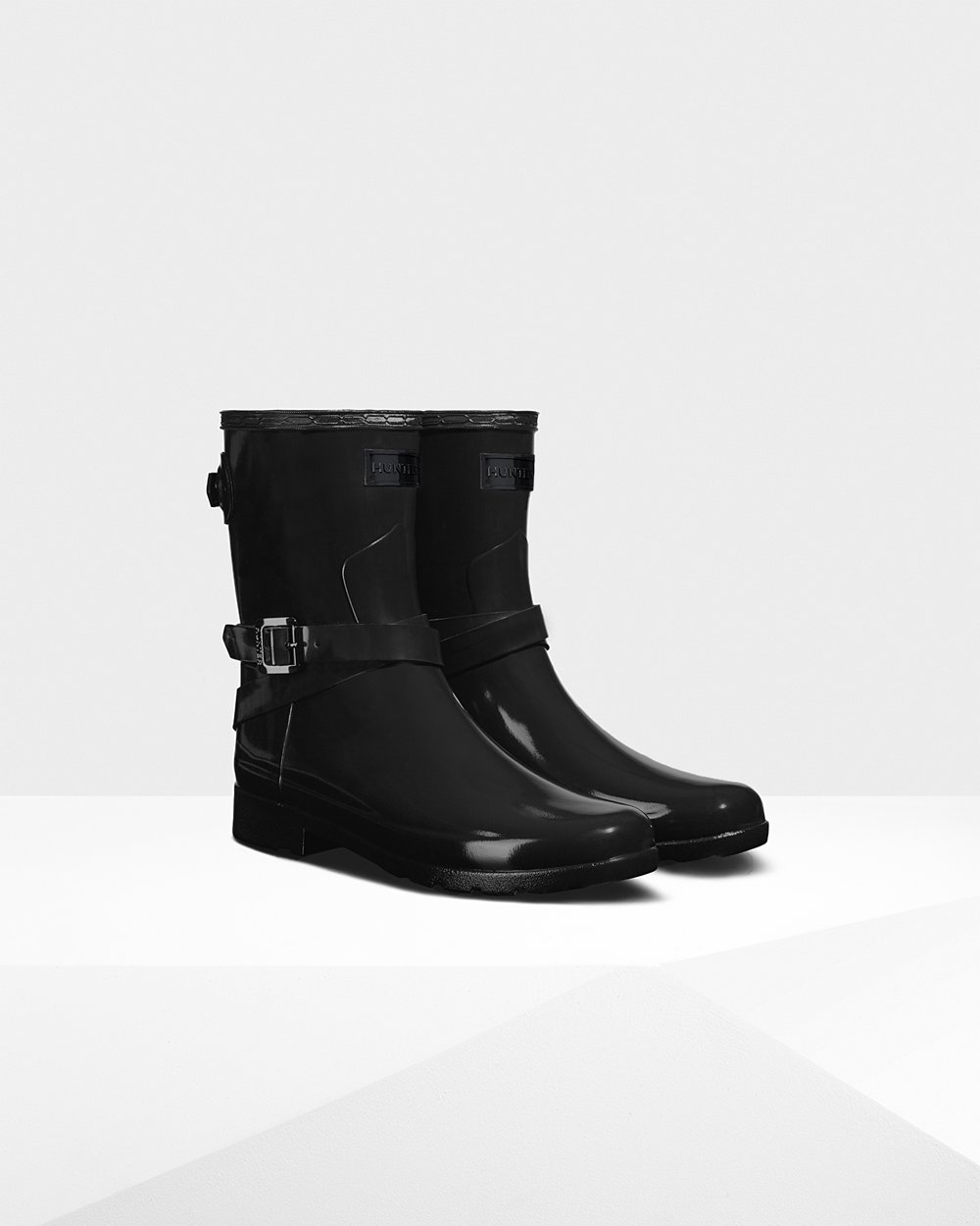 Botas De Cortas Refined Slim Fit Adjustable Gloss Hunter Mujer - Negros - 169530XQU